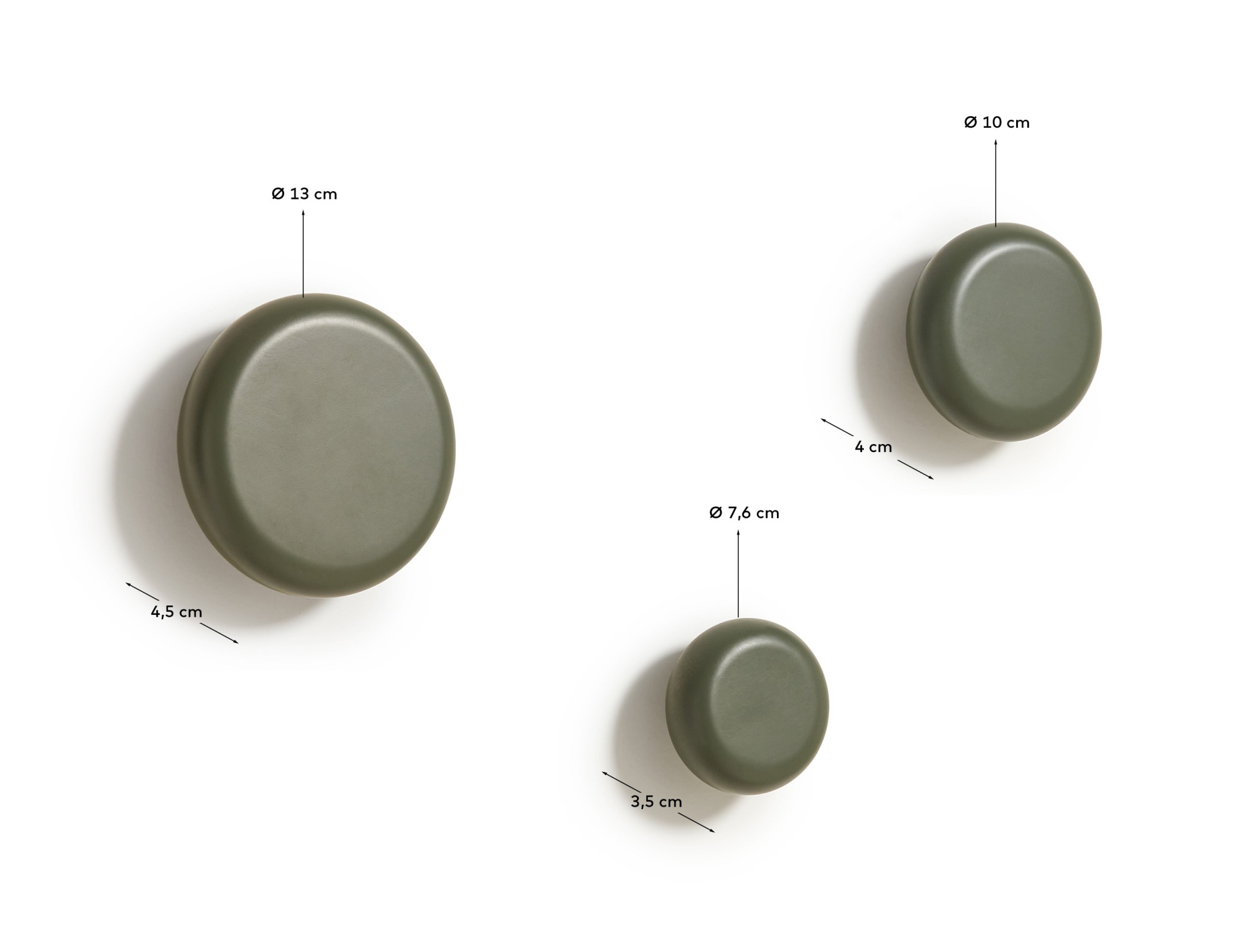 Nadue Набор из 3 настенных крючков из массива бука с зеленой отделкой La Forma (ex Julia Grup)