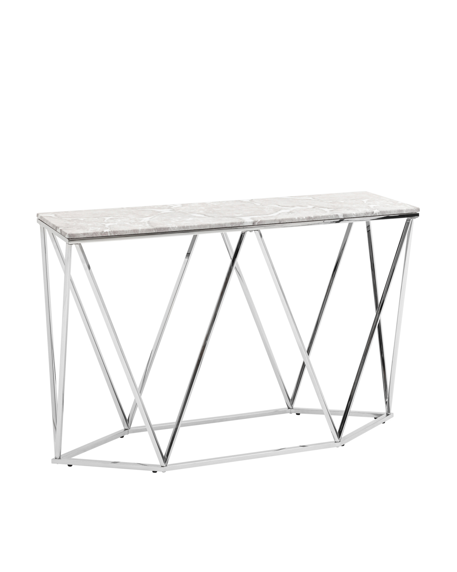 Консоль Авалон 122*41 серый мрамор сталь серебро Stool Group
