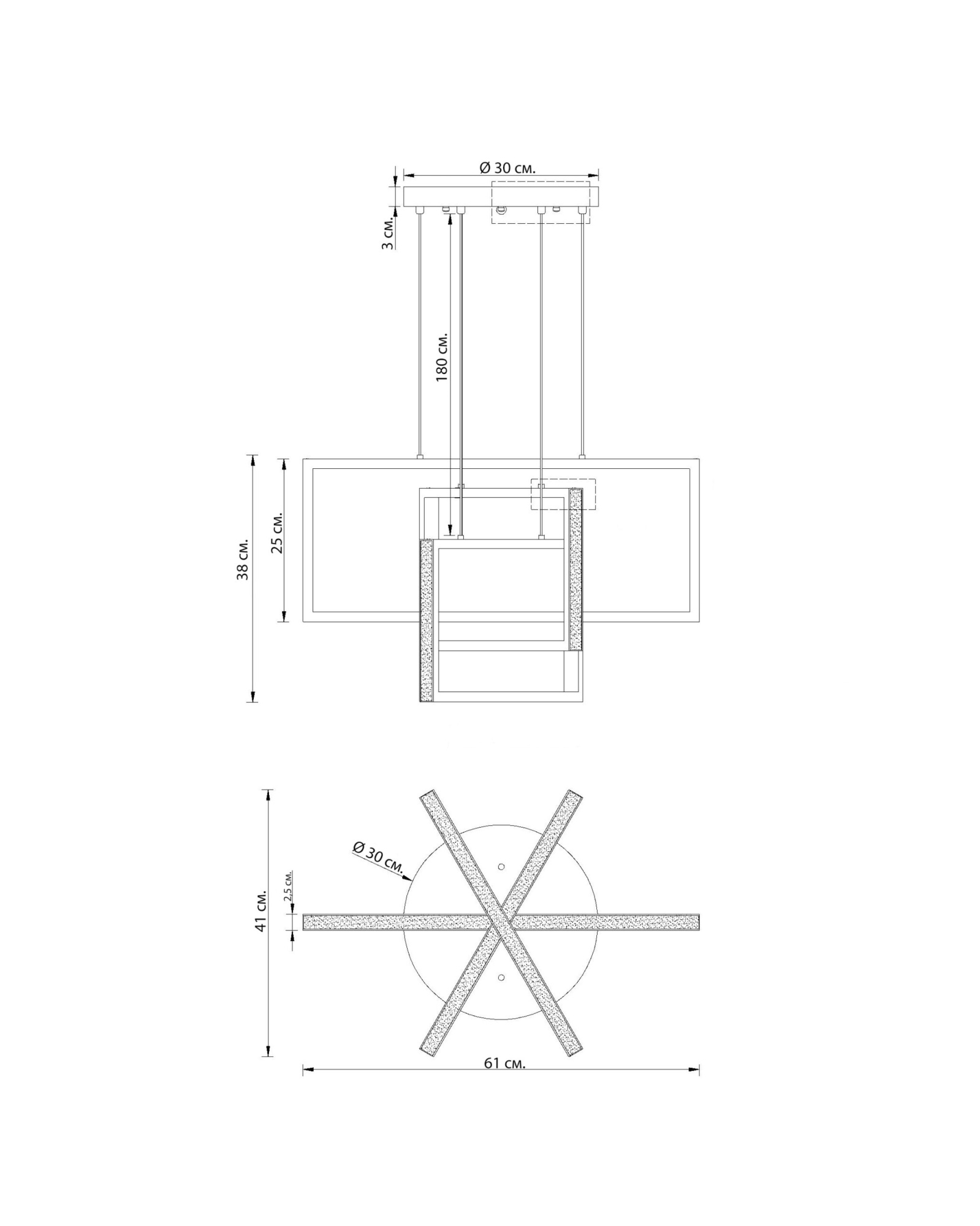 Прямоугольная чёрная люстра Ульрих Louvre Home LHLCH180723XNP