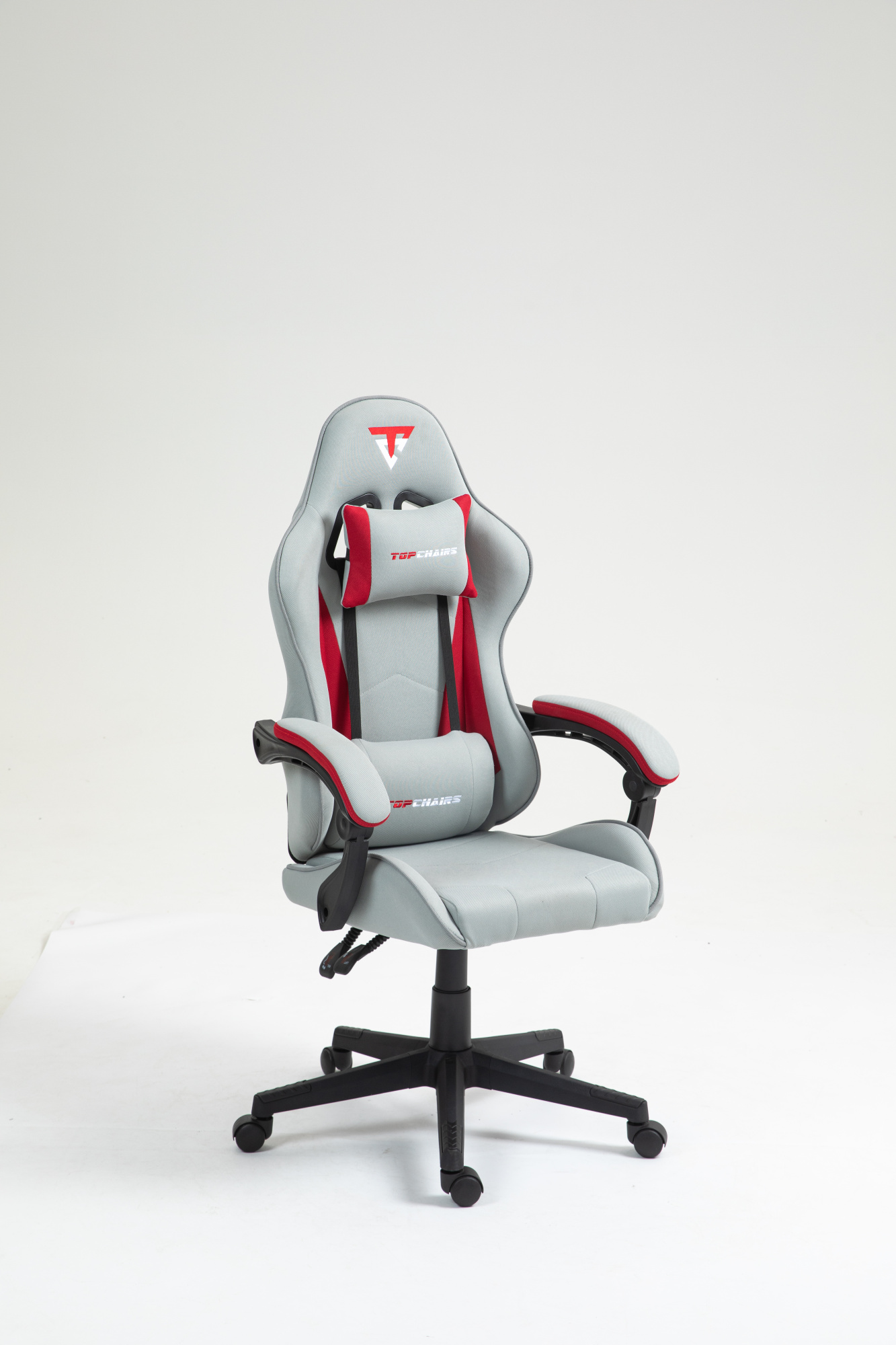 Кресло спортивное TopChairs Phantom ткань серо-красный Stool Group