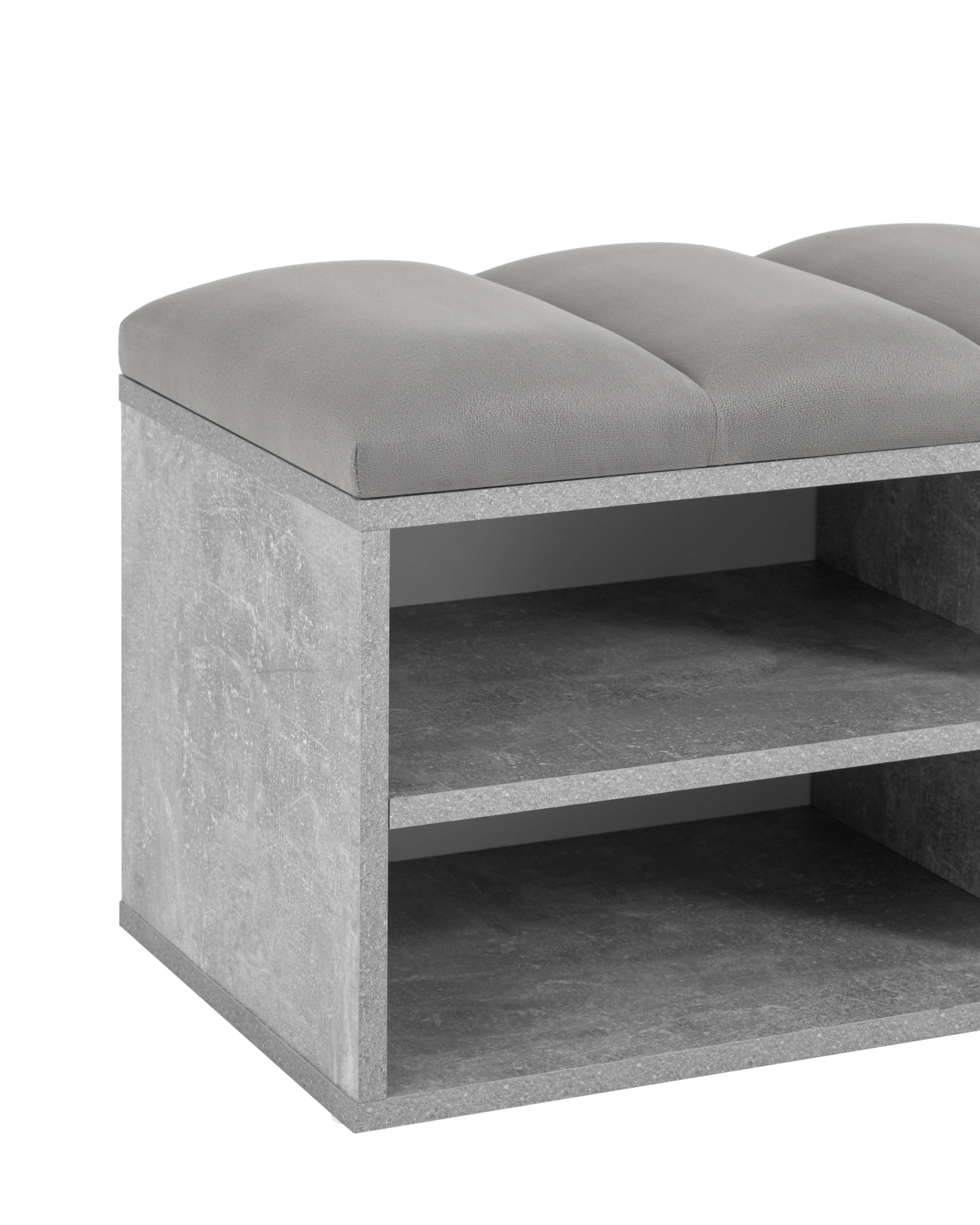Обувница Хольст 2 серая велюр серый Stool Group