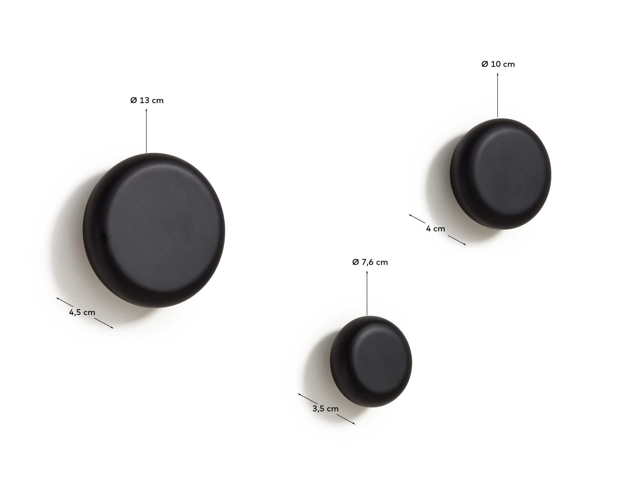 Nadue Набор из 3 настенных крючков из массива бука с черной отделкой La Forma (ex Julia Grup)